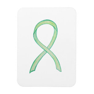 Lime Green Awareness Ribbon Custom Art Magnet