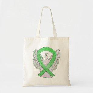 Lime Green Awareness Ribbon Custom Art Tote Bag