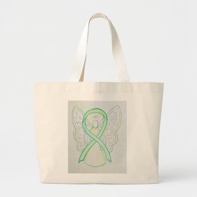 Lime Green Awareness Ribbon Custom Art Tote Bag (Front)