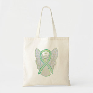 Lime Green Awareness Ribbon Custom Art Tote Bag
