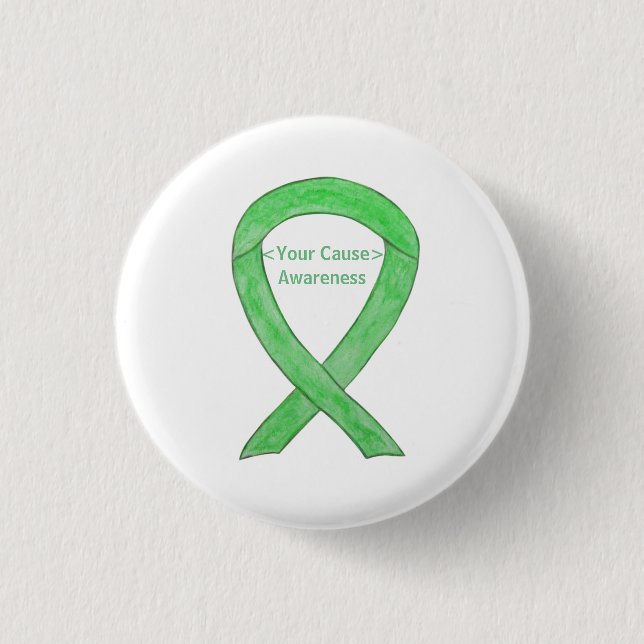 Lime Green Awareness Ribbon Custom Buttons (Front)