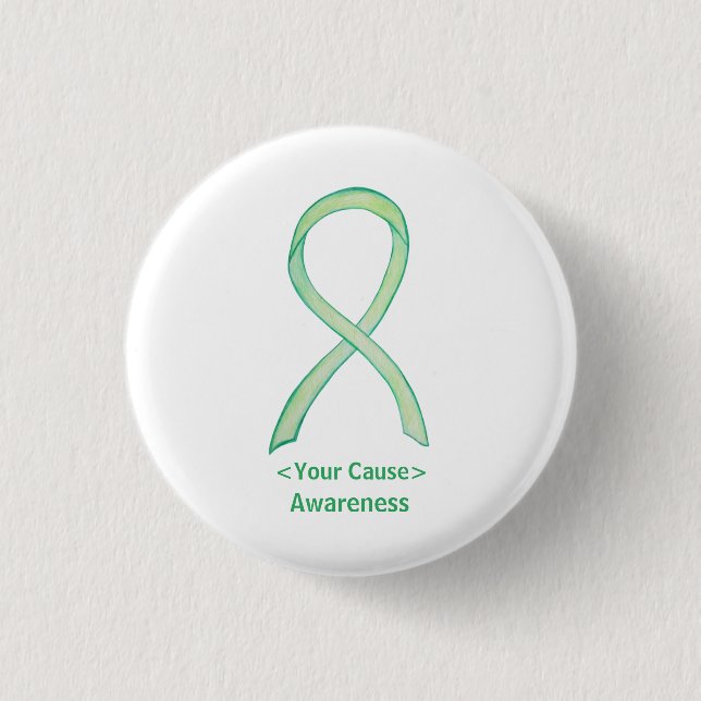 Lime Green Awareness Ribbon Custom Buttons (Front)