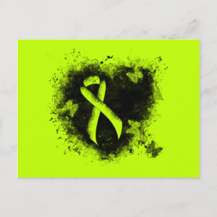 Lime Green Awareness Ribbon Grunge Heart Postcard