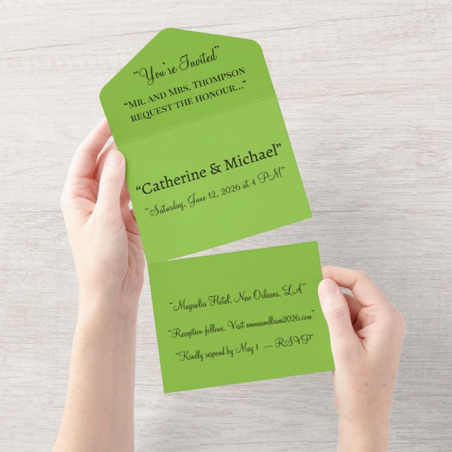 Lime Green Background | Bright Summer Design All In One Invitation (Tearaway)