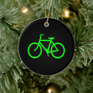 Lime Green Bike Ceramic Tree Decoration