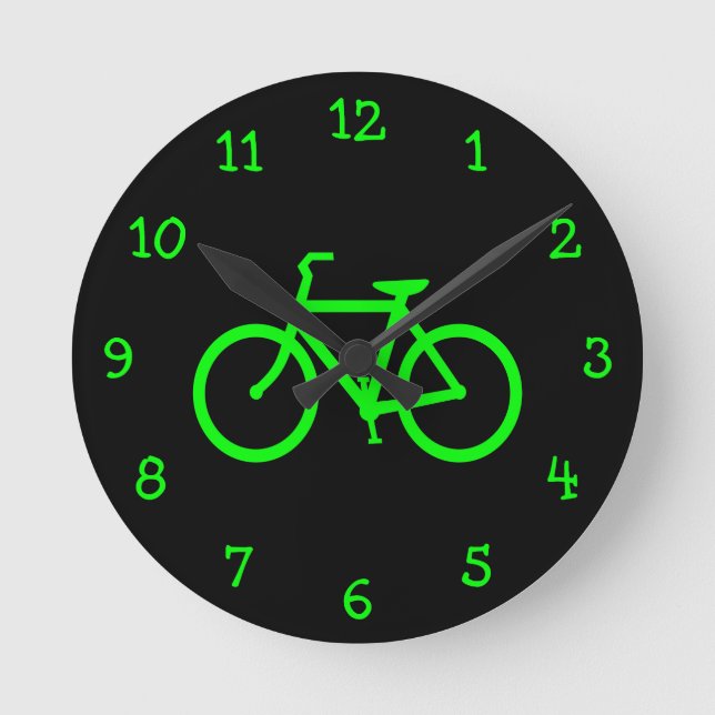 Lime Green Bike Round Clock (Front)