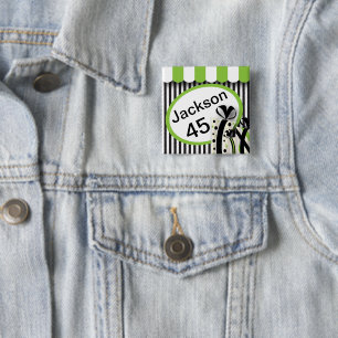 Lime Green Birthday Personalise 15 Cm Square Badge