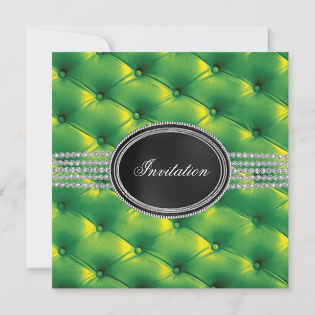 Lime Green Black Diamond Black Tie Party Invitation (Front)