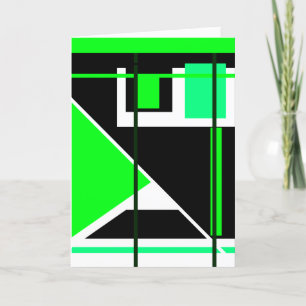 Lime Green Black on White Geometric Abstract Card