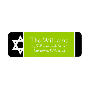 Lime Green Black Star of David Return Address Label