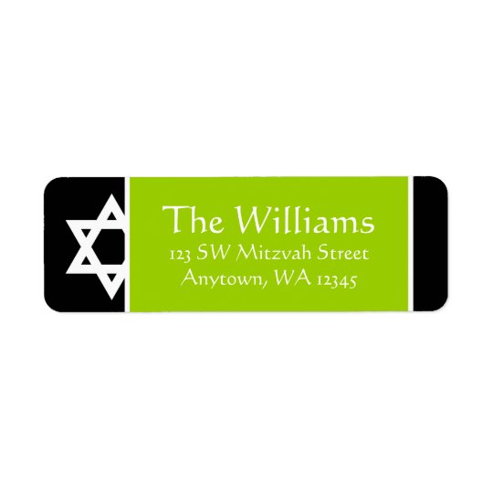 Lime Green Black Star of David Return Address Return Address Label