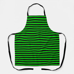 Lime Green Black Stripes Seamless Pattern Apron