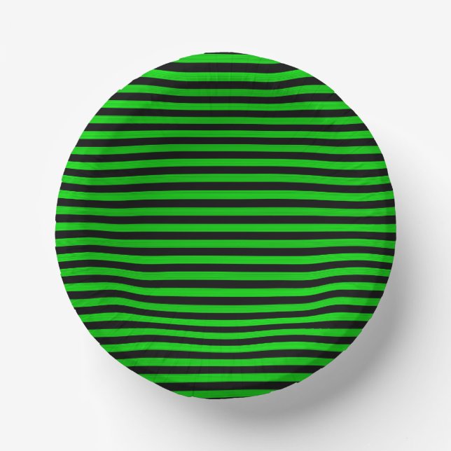 Lime Green Black Stripes Seamless Pattern Paper Plate (Front)