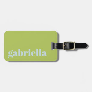 Lime Green Blue Bold Typography Personalised Name Luggage Tag