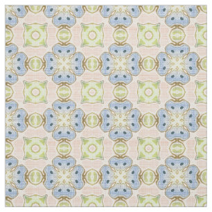 Lime Green Blue Coral Red Hip Ornate Art Motif Fabric