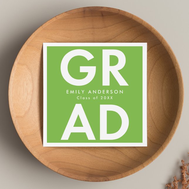 Lime Green | Bold Grad Graduation Napkin (Creator Uploaded)
