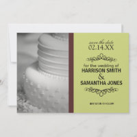 Lime Green & Brown Save the Date Announcements