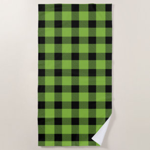 Lime Green Buffalo Country Lumberjack Plaid Beach Towel