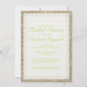 Lime Green Burlap Bridal Shower Invitations