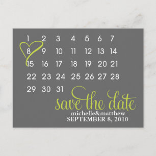 Lime Green Calendar Wedding Announcement
