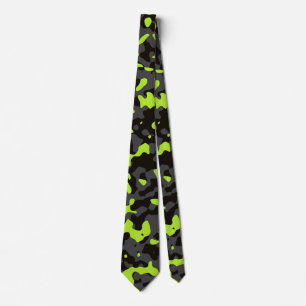 Lime Green Camouflage in Grey and Black Tie