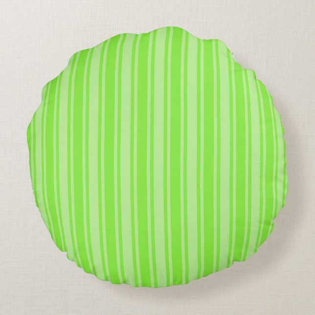 Lime green candy stripes round cushion (Back)