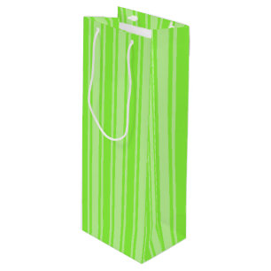 Lime green candy stripes wine gift bag
