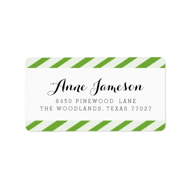 Lime Green Carnival Stripes Address Labels (Front)