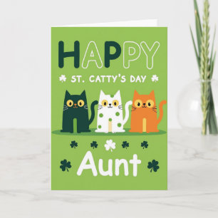 Lime Green Cats St Cattys Day Card