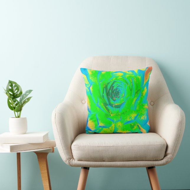 Lime Green Chartreuse Succulent Sedum Rosette Cushion (Chair)