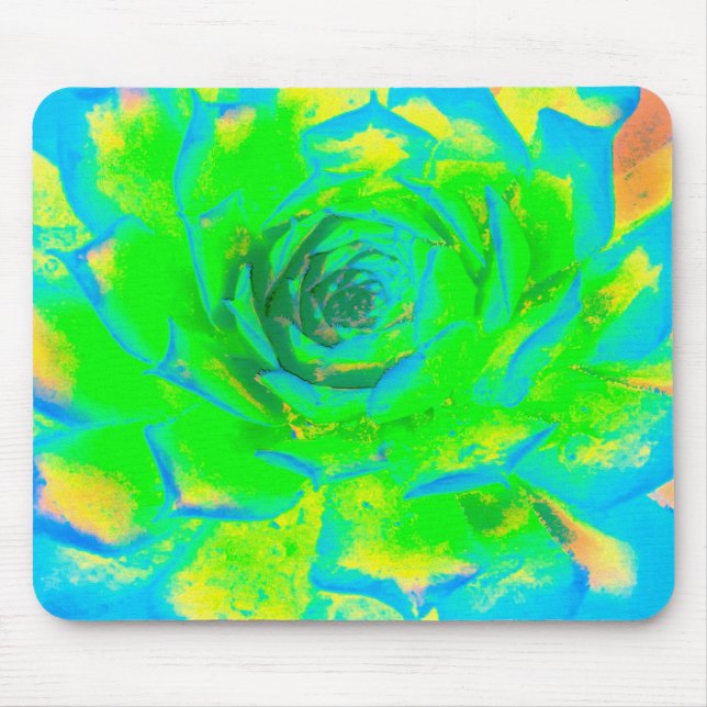 Lime Green Chartreuse Succulent Sedum Rosette Mouse Pad (Front)