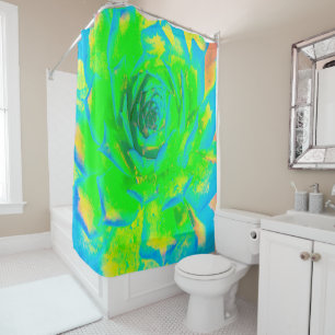 Lime Green Chartreuse Succulent Sedum Rosette Shower Curtain