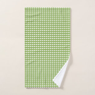 Lime Green chequered pattern Hand Towel