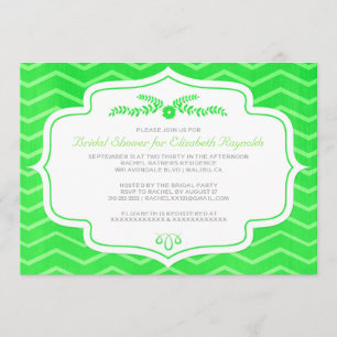 Lime Green Chevron Bridal Shower Invitations