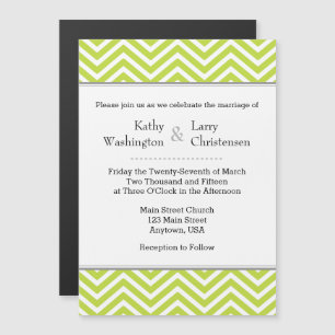 Lime Green Chevron Magnetic Wedding Invitation