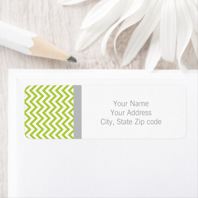 Lime Green Chevron Return Adress Address Label (Insitu)