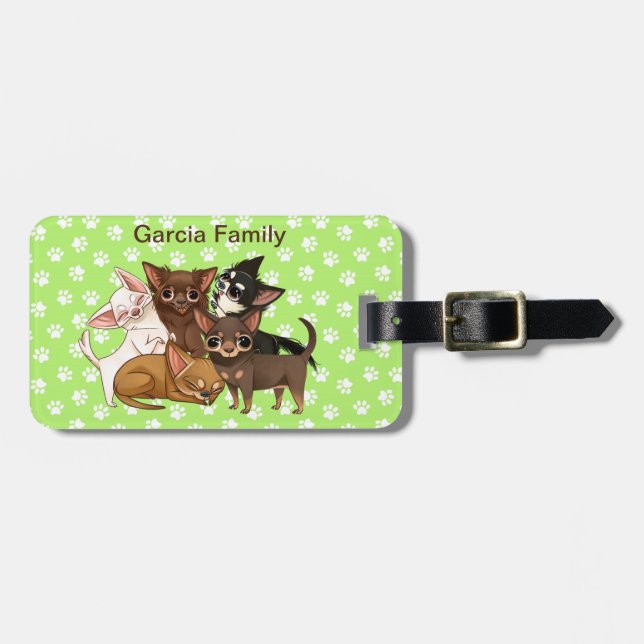 Lime Green Chihuahua Luggage Tag (Front Horizontal)