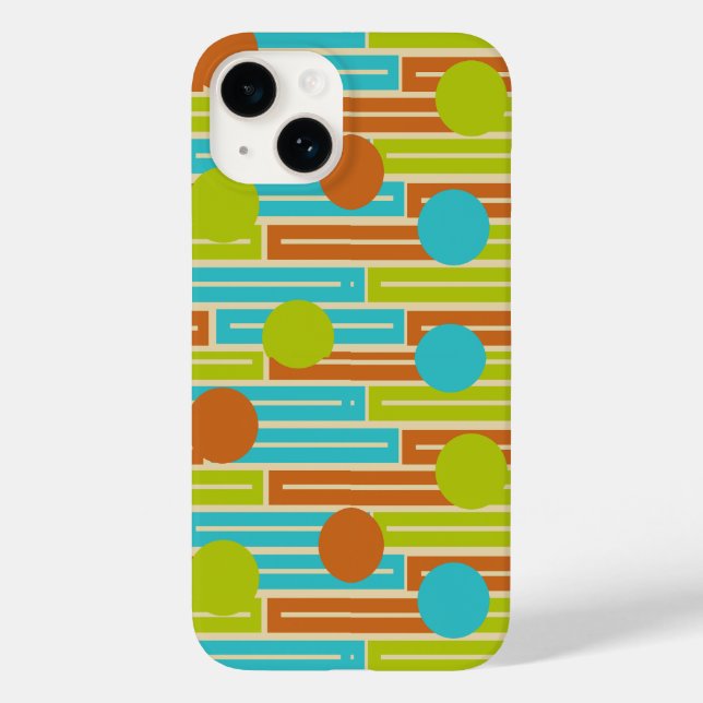 Lime Green, Cinnamon Brown, Turquoise Rectangles Case-Mate iPhone Case (Back)