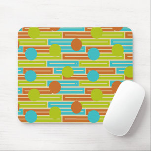 Lime Green, Cinnamon Brown, Turquoise Rectangles Mouse Pad