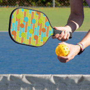 Lime Green, Cinnamon Brown, Turquoise Rectangles Pickleball Paddle