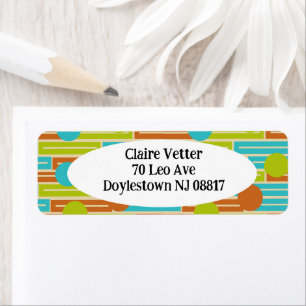 Lime Green, Cinnamon Brown, Turquoise Rectangles Return Address Label