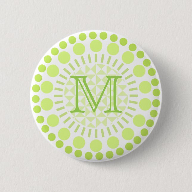 Lime green Circles Customisable Monogram Badge (Front)