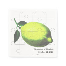 Lime Green Citrus Lemon Jigsaw Puzzle Wedding