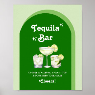 Lime Green Citrus Retro Tequila Bar Poster