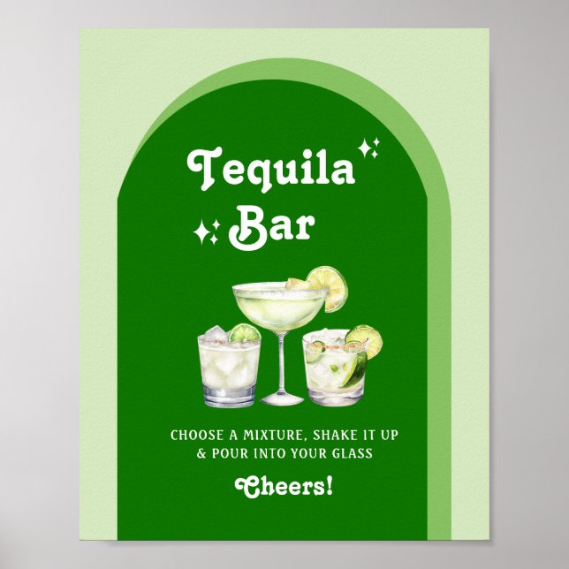 Lime Green Citrus Retro Tequila Bar Poster (Front)
