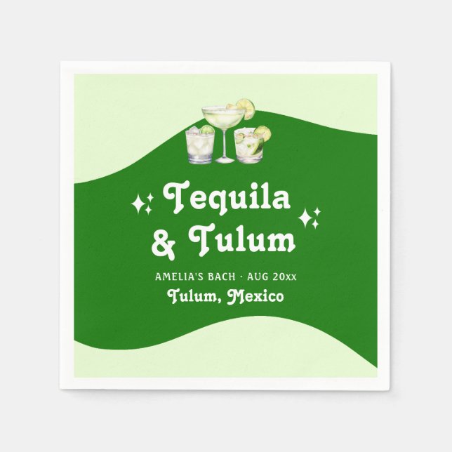 Lime Green Citrus Tequila & Tulum Bachelorette Napkin (Front)