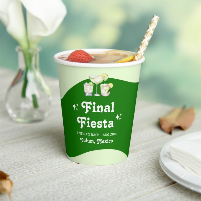 Lime Green Citrus Tequila & Tulum Bachelorette Paper Cups (Insitu)