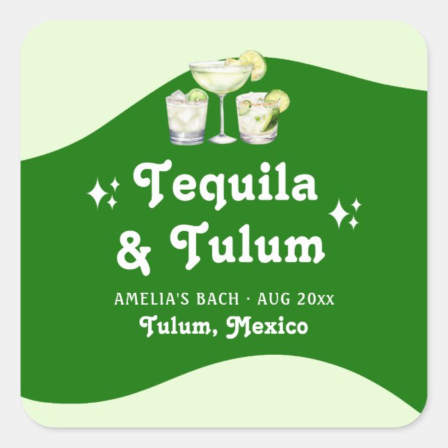 Lime Green Citrus Tequila & Tulum Bachelorette Square Sticker (Front)