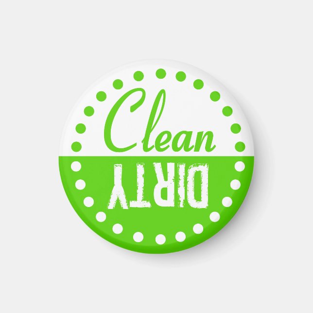 Lime Green Clean and Dirty Dishwasher Magnet (Front)