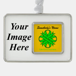 Lime Green Clover Rbn Tmpl(H-I) by Kenneth Yoncich Silver Plated Framed Ornament